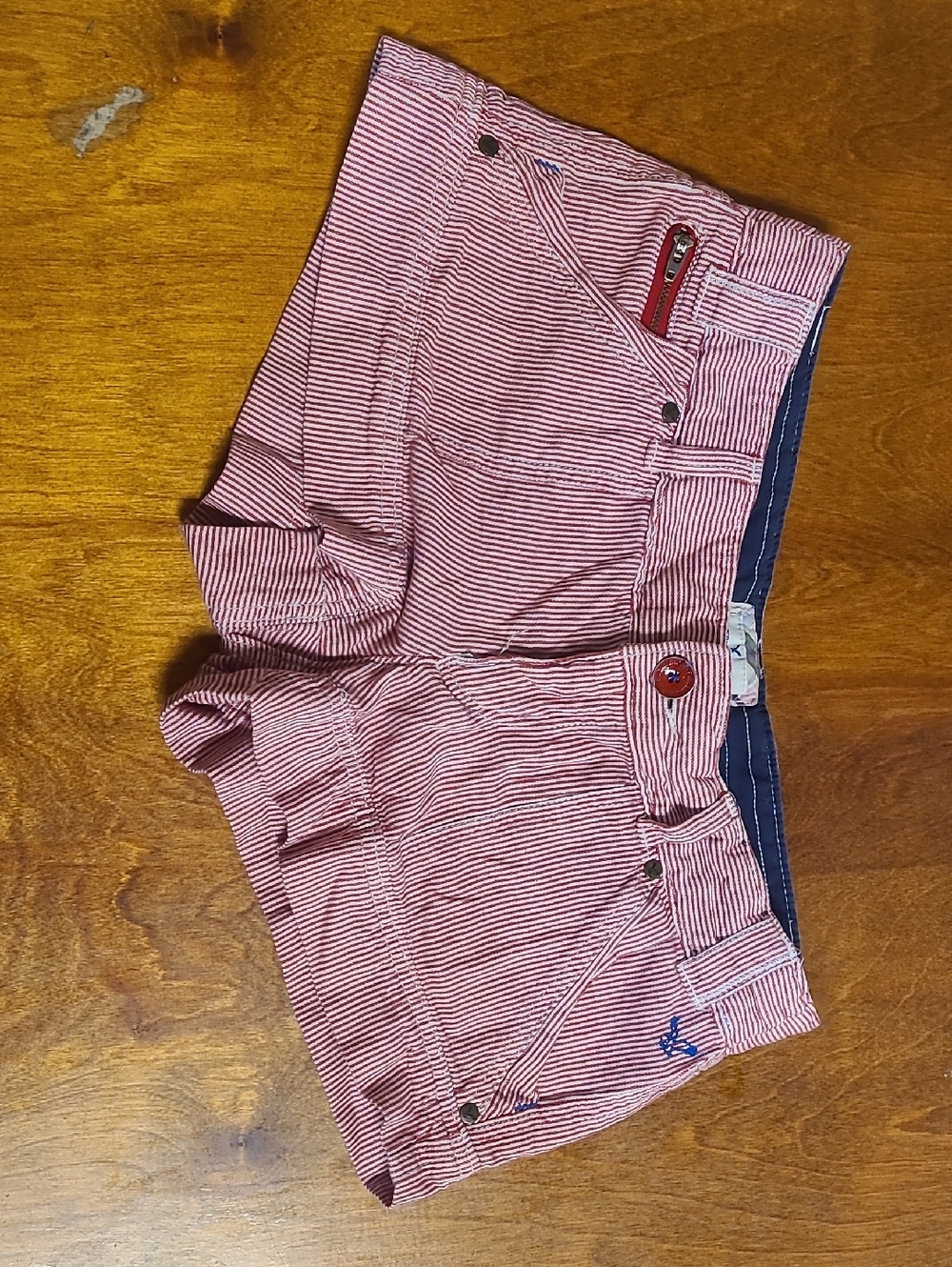 American Eagle Outfitters Red and White Nautical Striped Jean Shorts